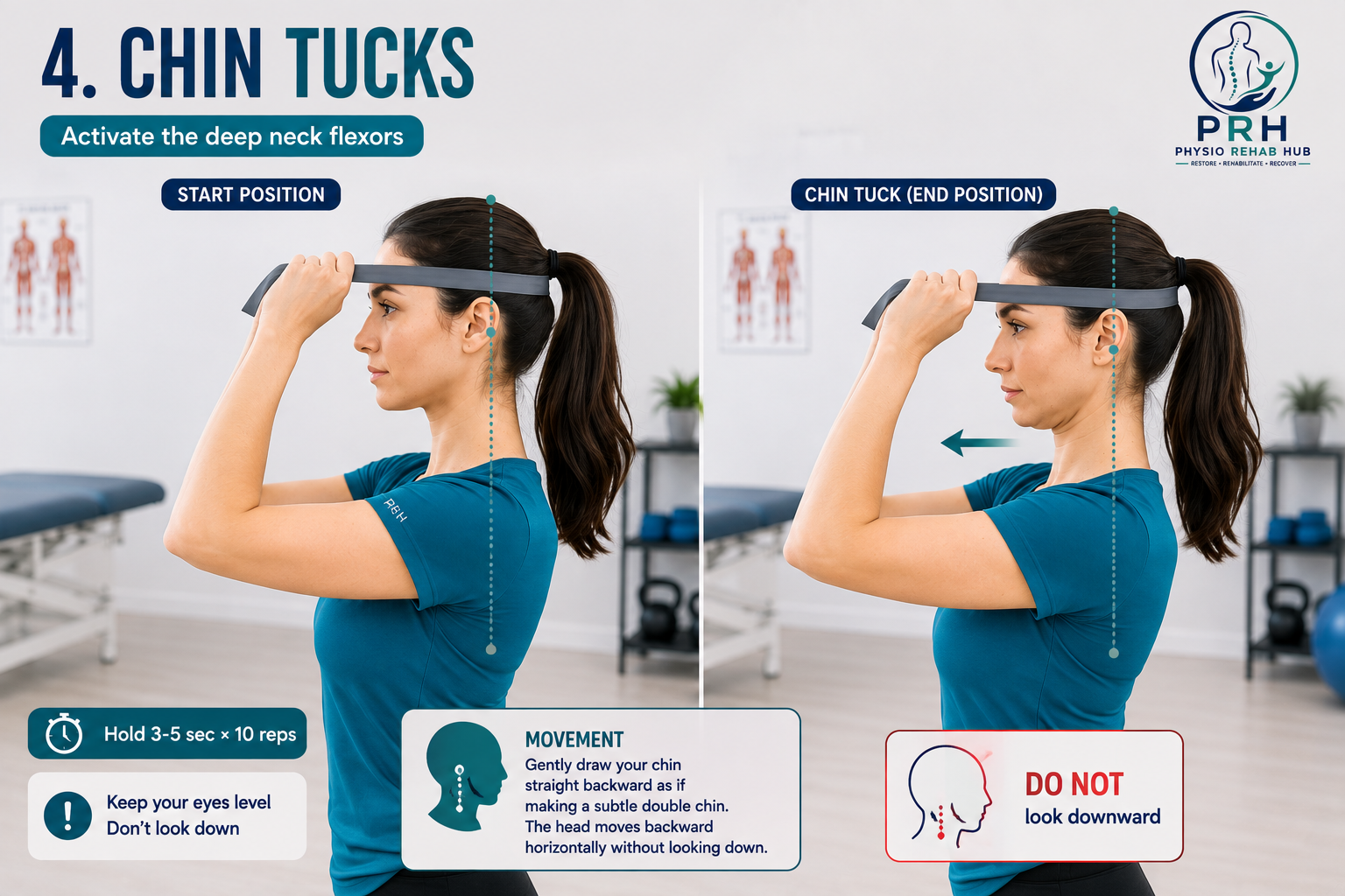 Chin Tucks with Band Resistance