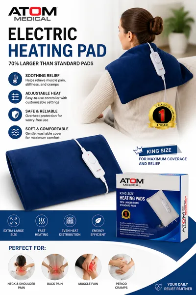 ATOM Medical Electric Heating Pad – King Size Extra Large Heat Therapy Wrap